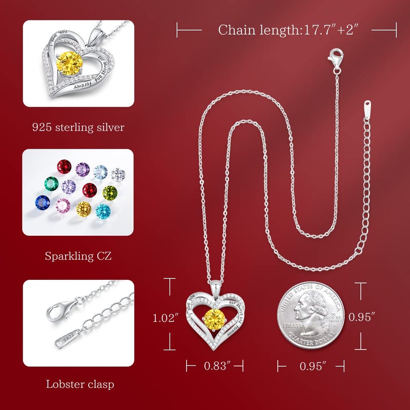CDE Forever Love Heart Necklaces for Women, Wedding Anniversary, Birthday Mothers Day Gifts for Mom, Mother, Wife, Girlfriend, S925 Silver Jewelry with Birthstone Pendant - Image 5